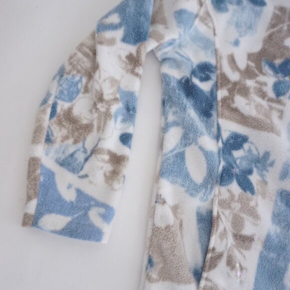 Alfred Dunner White Blue Floral Fleece Outdoor Zip Up Sweater Xl - Picture 9 of 11